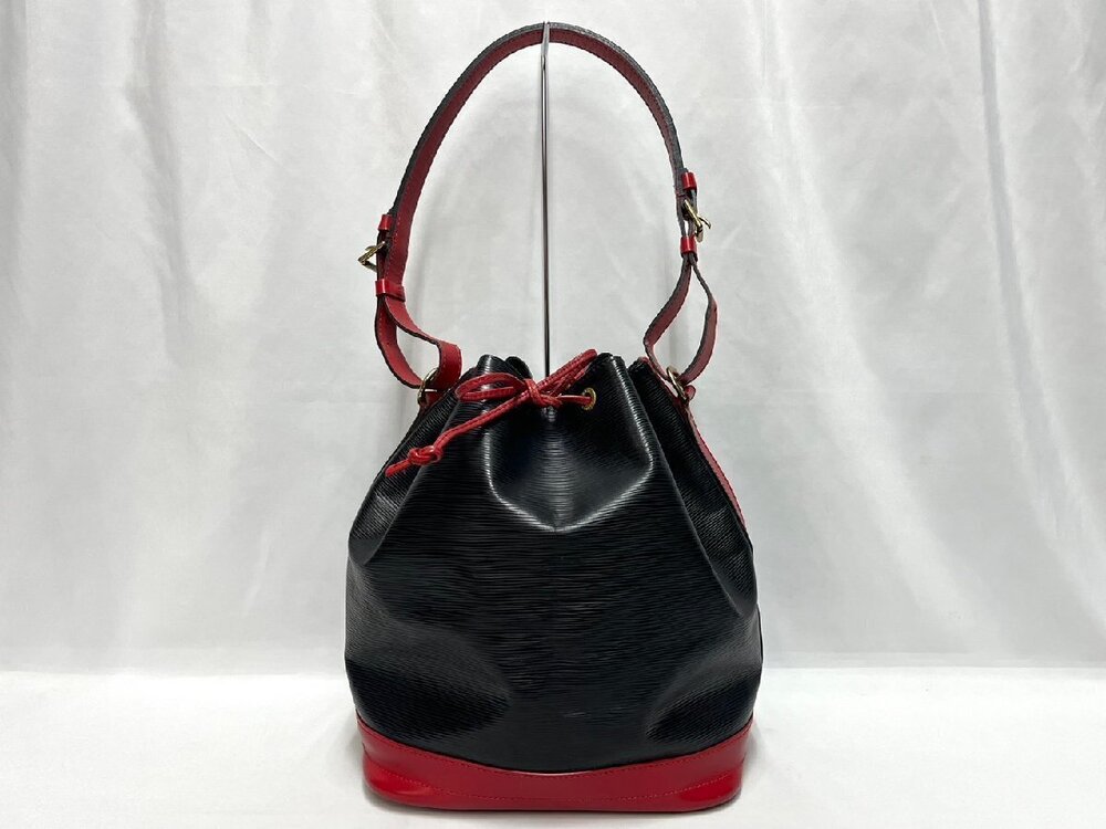 Louis Vuitton Epi Noe Shoulder Bag Black Red Hobo Drawstring